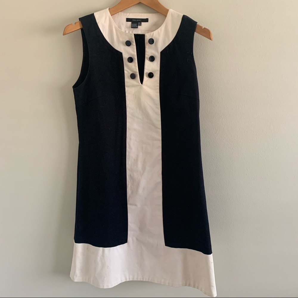 Zara black and white shift dress